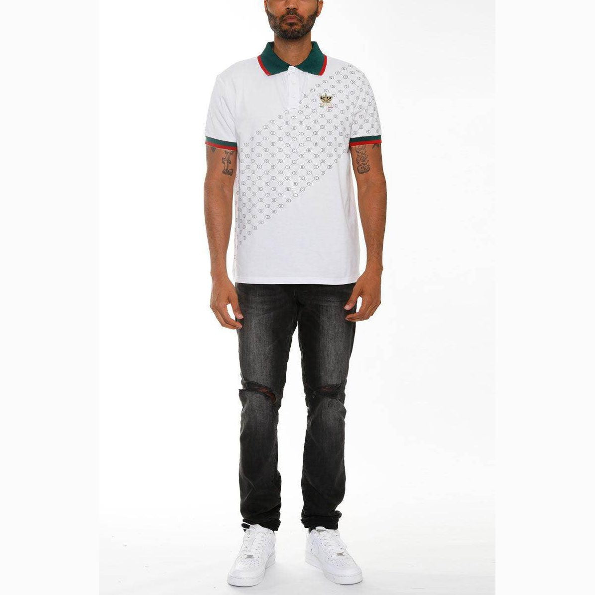Men's WEIV green red white collared polo shirt with stylish design and comfortable fit