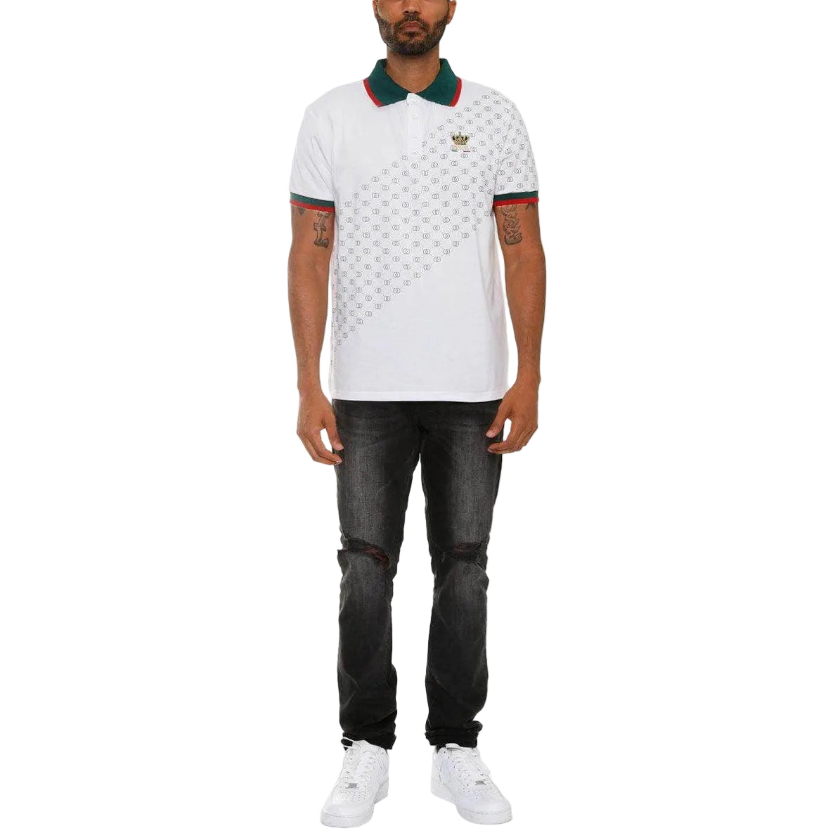 Men's WEIV green red white collared polo shirt with stylish design and comfortable fit