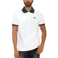 WEIV Men's Green Red White Collared Polo Shirt with Patterned Design and Embroidered Logo