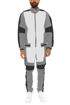 Men's Grey Moto Color Block Track Set - VacationGrabs