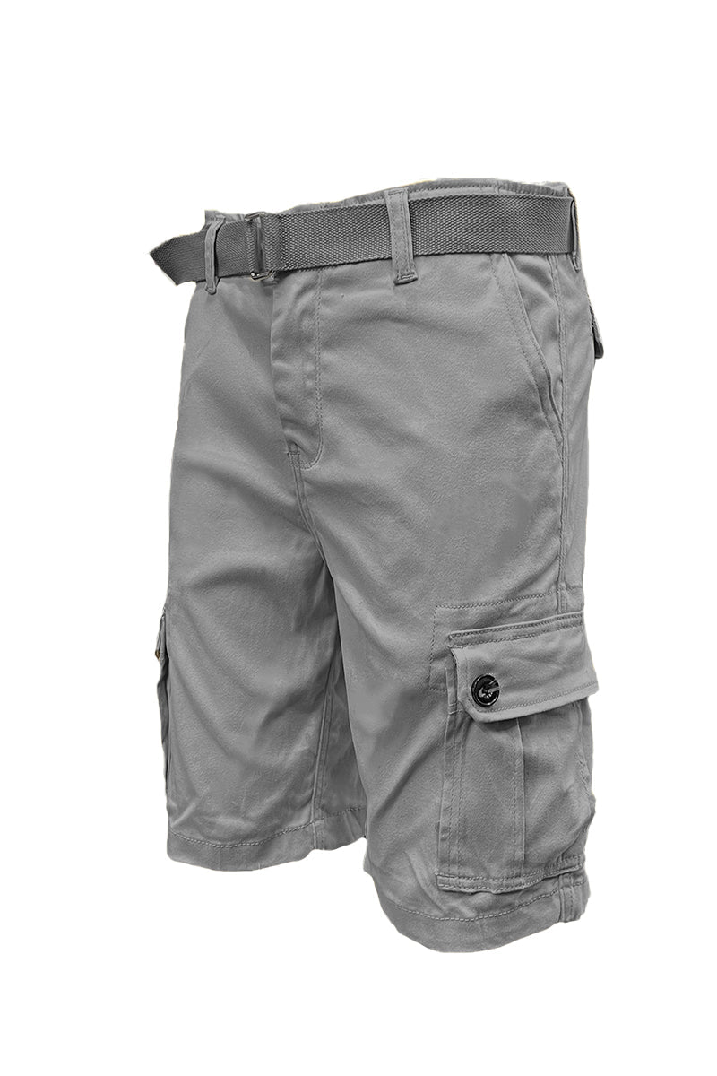 Men's Belted Cargo Shorts with Button Waist