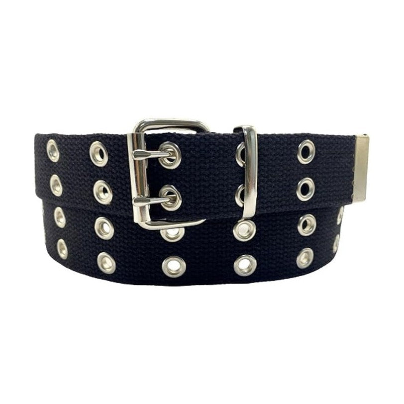 Ceinture unisexe en toile style punk à double œillet – 3,8 cm
