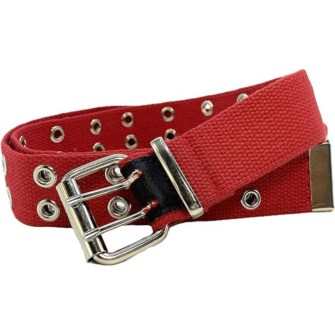 Double Grommet Canvas Punk Web Eyelet Belt – Unisex 1.5"