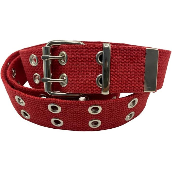 Double Grommet Canvas Punk Web Eyelet Belt – Unisex 1.5"