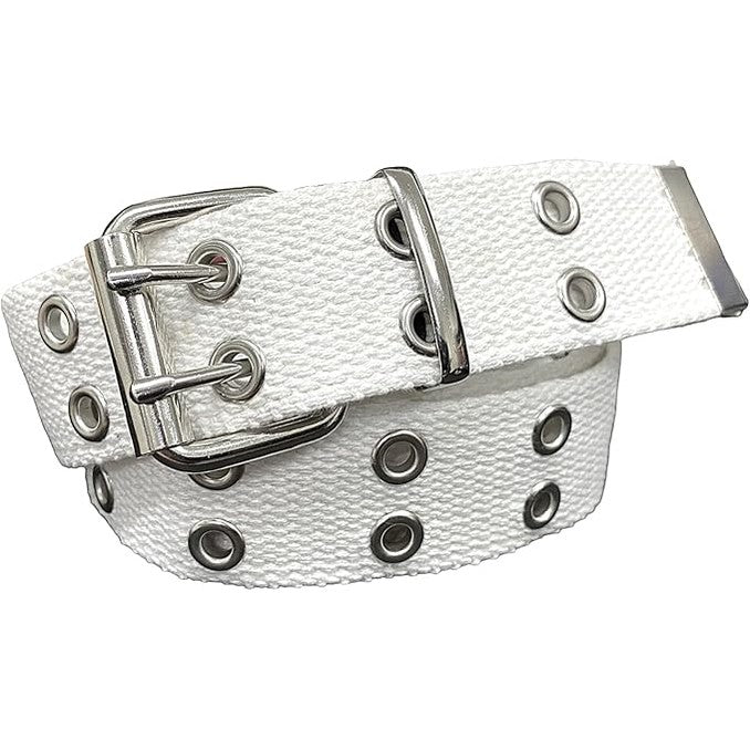 Ceinture unisexe en toile style punk à double œillet – 3,8 cm