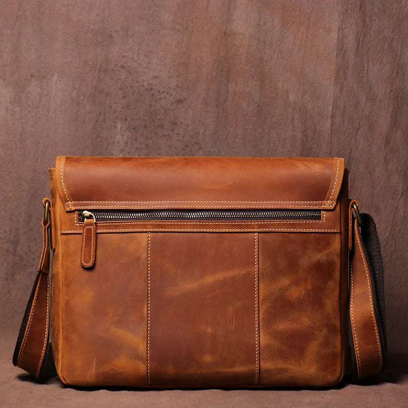 Brown leather messenger bag, stylish and perfect for daily use