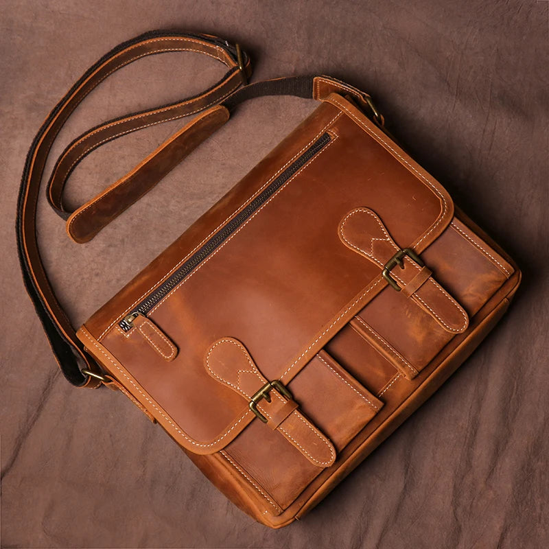 Brown leather messenger leather bags, perfect for daily use