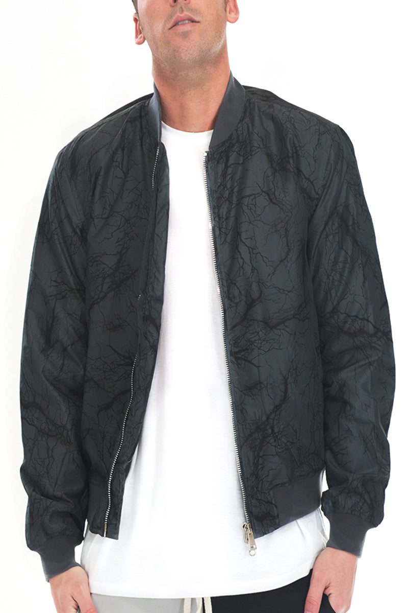 Bolt Print Windbreaker Bomber Jacket – Regular Fit