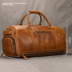 Brown leather gym bag men's, durable, ideal for workouts and travel
