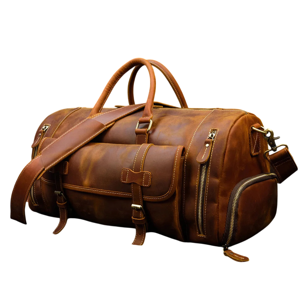 Men's Luxury Leather Gym Bag for Travel Convenience