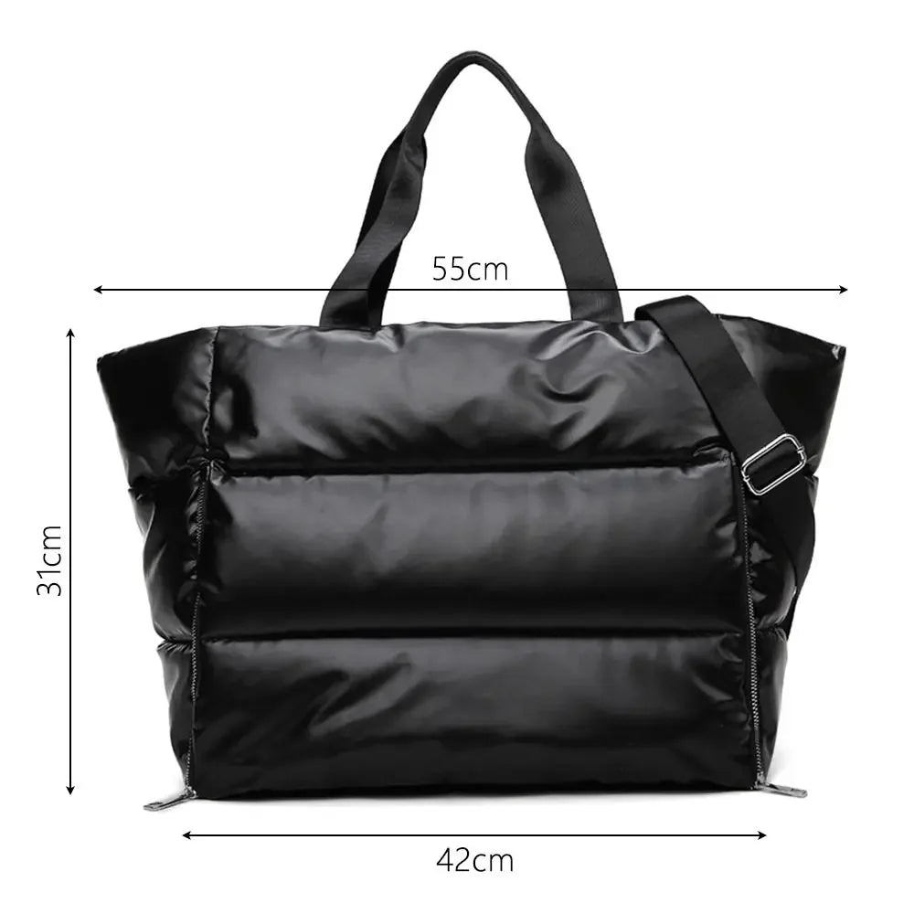 Black padded gym bag women, durable material for workouts