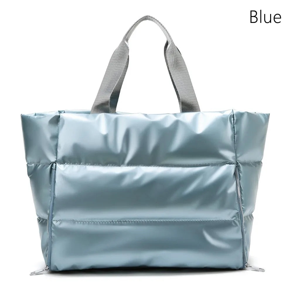 Blue gym bag women, waterproof material for workouts