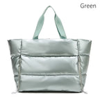 Green gym bag women, quilted design, perfect for workouts
