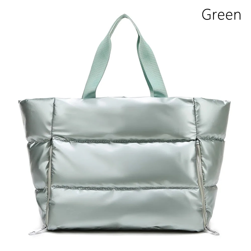 Green gym bag women, quilted design, perfect for workouts