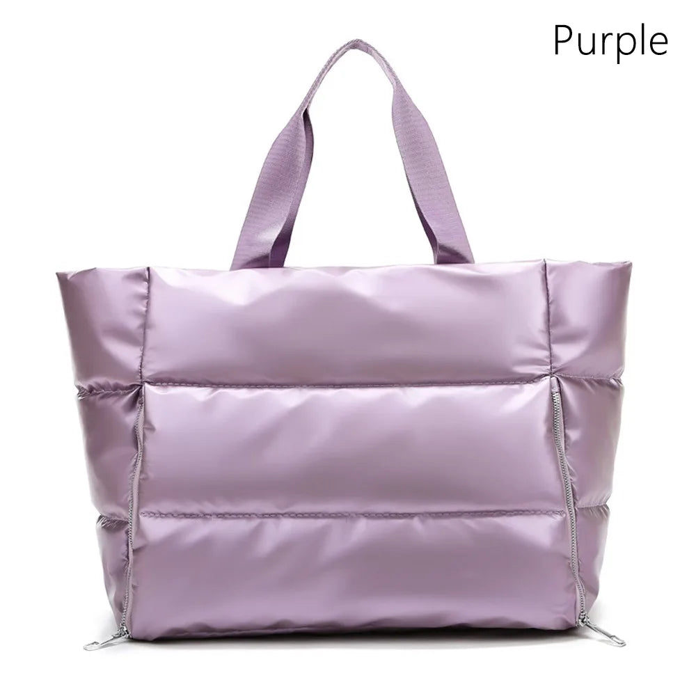Purple gym bag women, padded material for workouts and travel