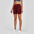 Trendsi women's gym shorts with high waist in burgundy for comfortable workouts