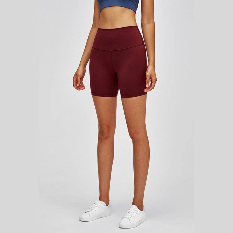 Trendsi women's gym shorts with high waist in burgundy for comfortable workouts