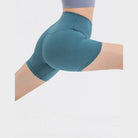 Trendsi women's gym shorts with high waist in teal, perfect for workouts and comfortable movement