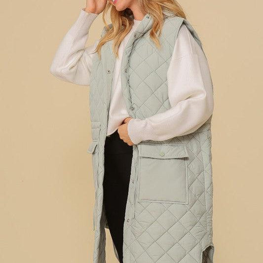 Women's Coats & Jackets Haileys Hooded Oversized Vest Jacket in Sage