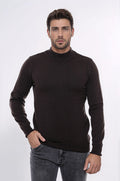 Half Turtleneck Brown Knitwear Sweater – front view
