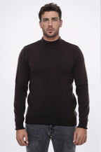 Half Turtleneck Brown Knitwear Sweater – styled view