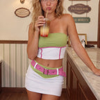 Women's green and pink two-piece Halloween costume for festive parties