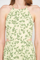 Emory Park halter neck floral mini dress featuring a trendy cut-out design with green leaf patterns