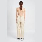 Emory Park halter neck jumpsuit open back with a relaxed fit and elastic waist for stylish comfort