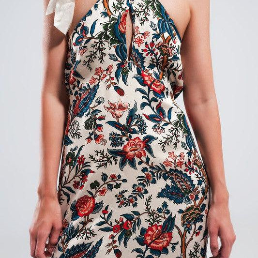 Women's Dresses Halter Neck Maxi Dress In Beige Paisley Print