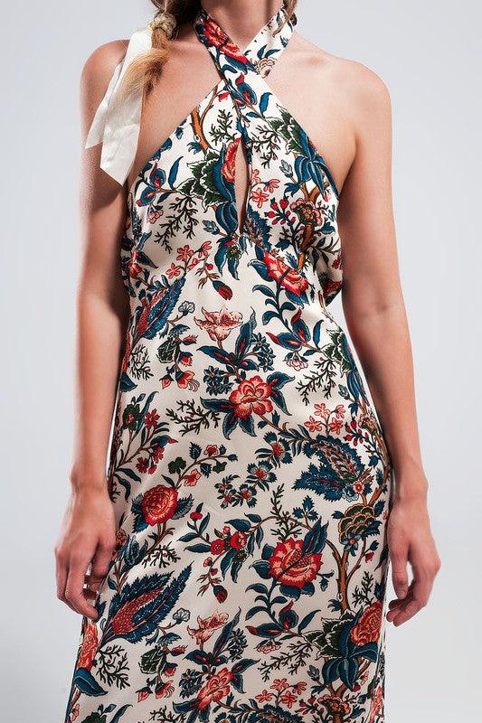 Women's Dresses Halter Neck Maxi Dress In Beige Paisley Print