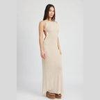 Halter Neck Maxi Dress with Open Back - VacationGrabs