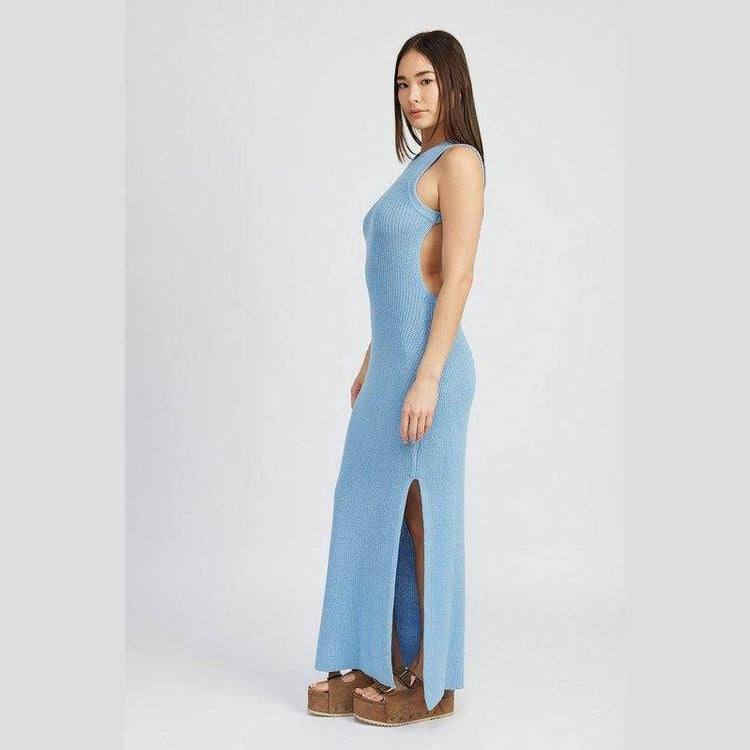 Halter Neck Maxi Dress with Open Back - VacationGrabs