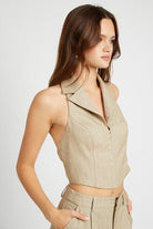Women's Shirts - Tank Tops Halter Neck Top With Open Back