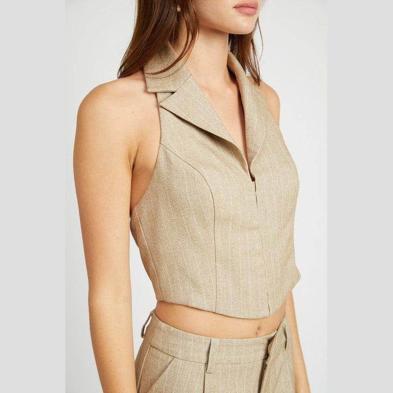 Halter Neck Top With Open Back - VacationGrabs