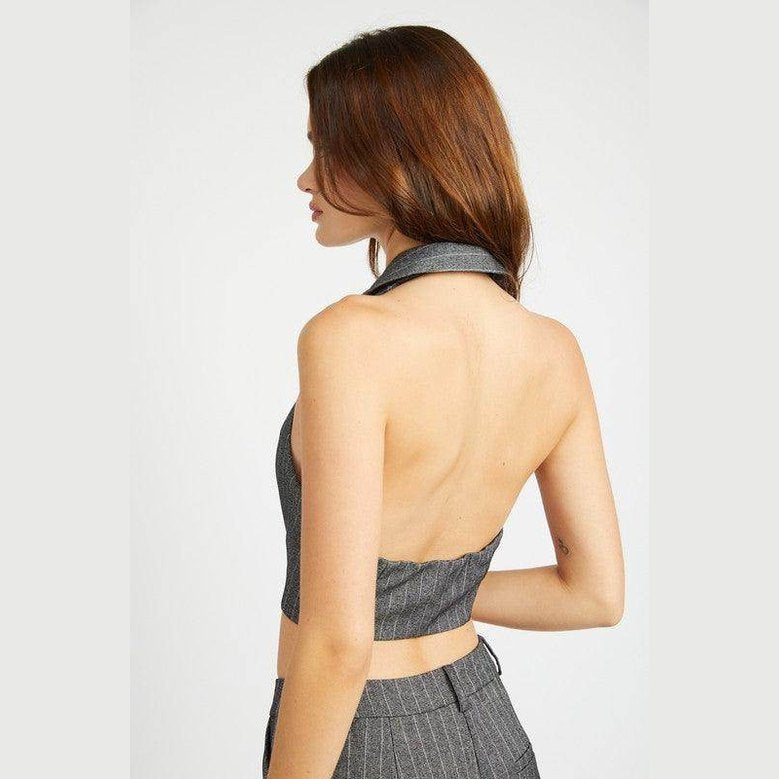 Halter Neck Top With Open Back - VacationGrabs