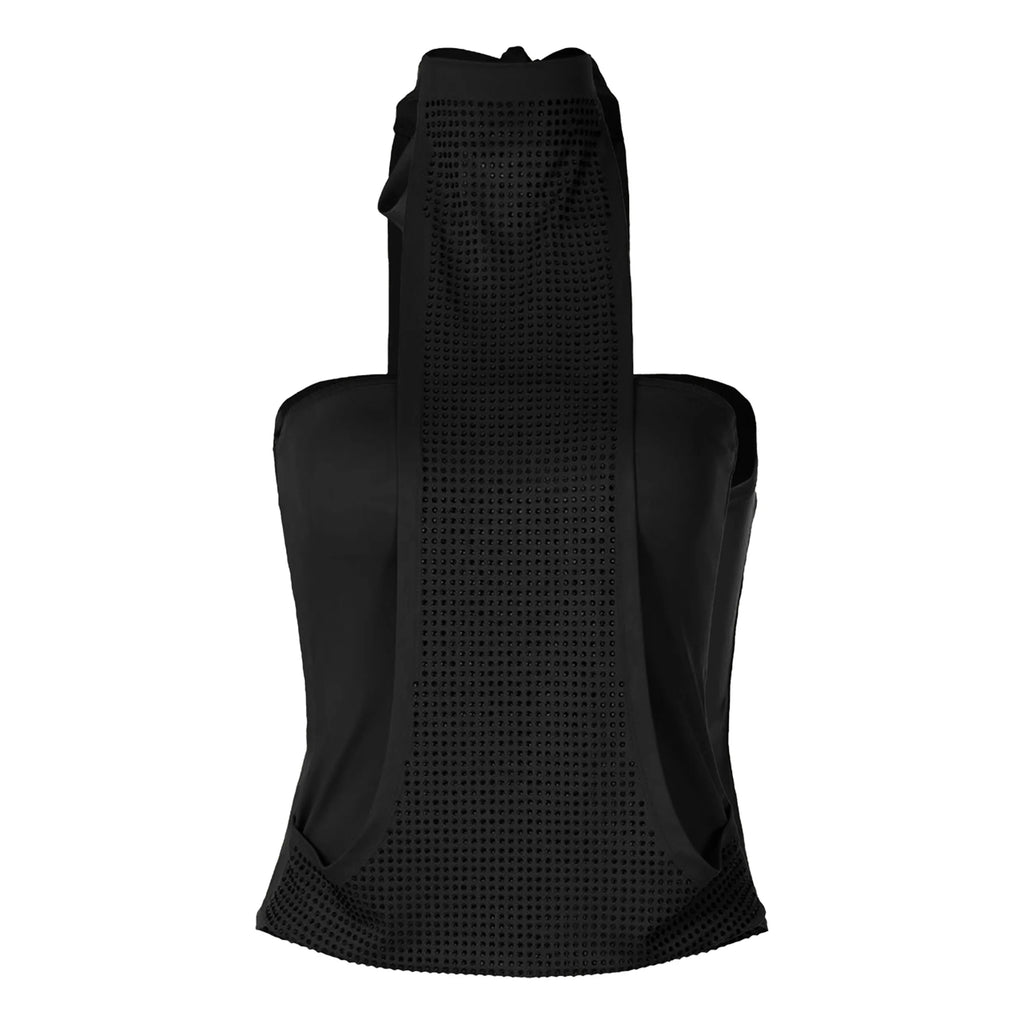 Women's black halter-top, breathable fabric for summer outings