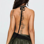 Women's black halter-top, stylish design for summer outings