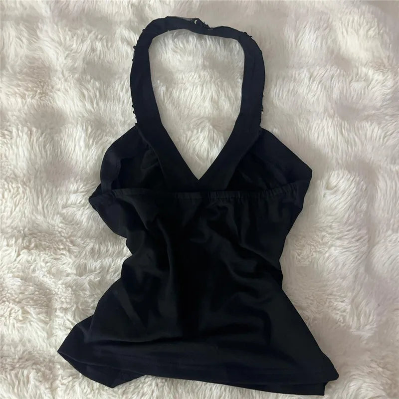 Women's black halter-top, perfect for summer outings and casual wear