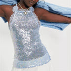 Women's sequined halter-top for stylish summer outings
