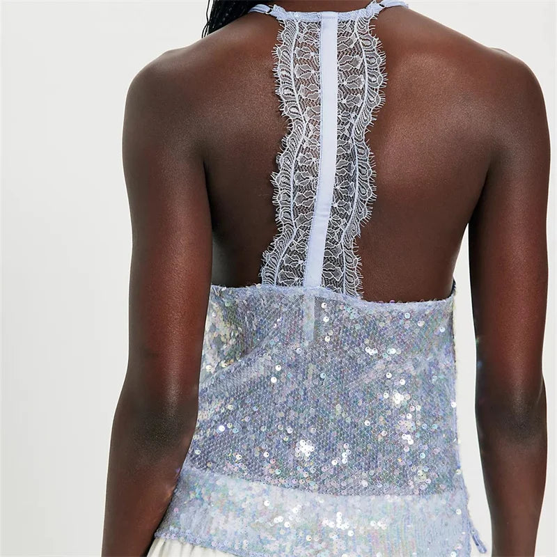 Women's shimmery halter-top, perfect for summer beach outings