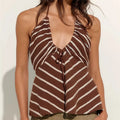 Women's brown striped halter-top for casual summer wear