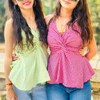 Halter-top in green and pink gingham, perfect for summer outings