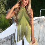 Women's green halter-top, lightweight fabric, perfect for summer outings