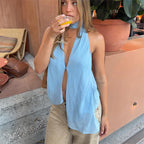Light blue halter-top for women, perfect for summer outings