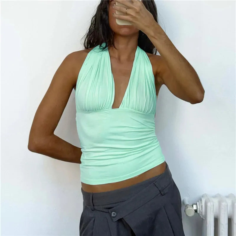 Mint green halter-top for women, perfect for summer outings