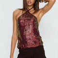 Women's halter-top in shiny sequins, perfect for parties