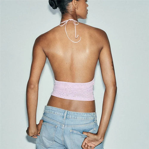Women's pink halter-top shirt, perfect for summer outings