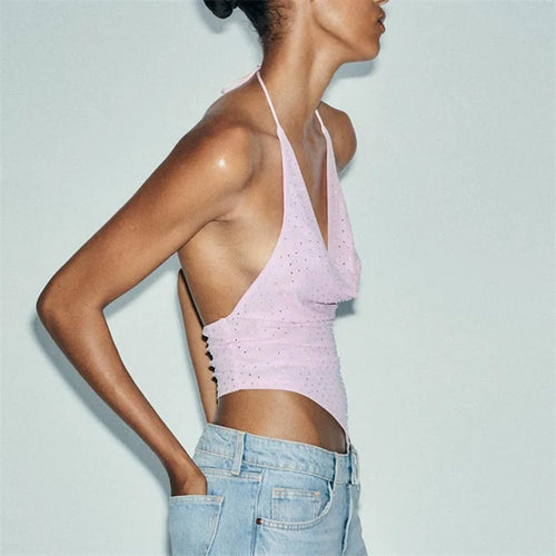 Women's pink halter-top shirt, lightweight, perfect for summer outings