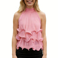 Women's pink halter-top with ruffled design for casual outings