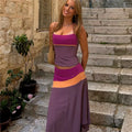 Women's purple and orange halter-top dress for summer outings
